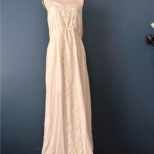 Massimo Cream Lace Detail Maxi Dress
